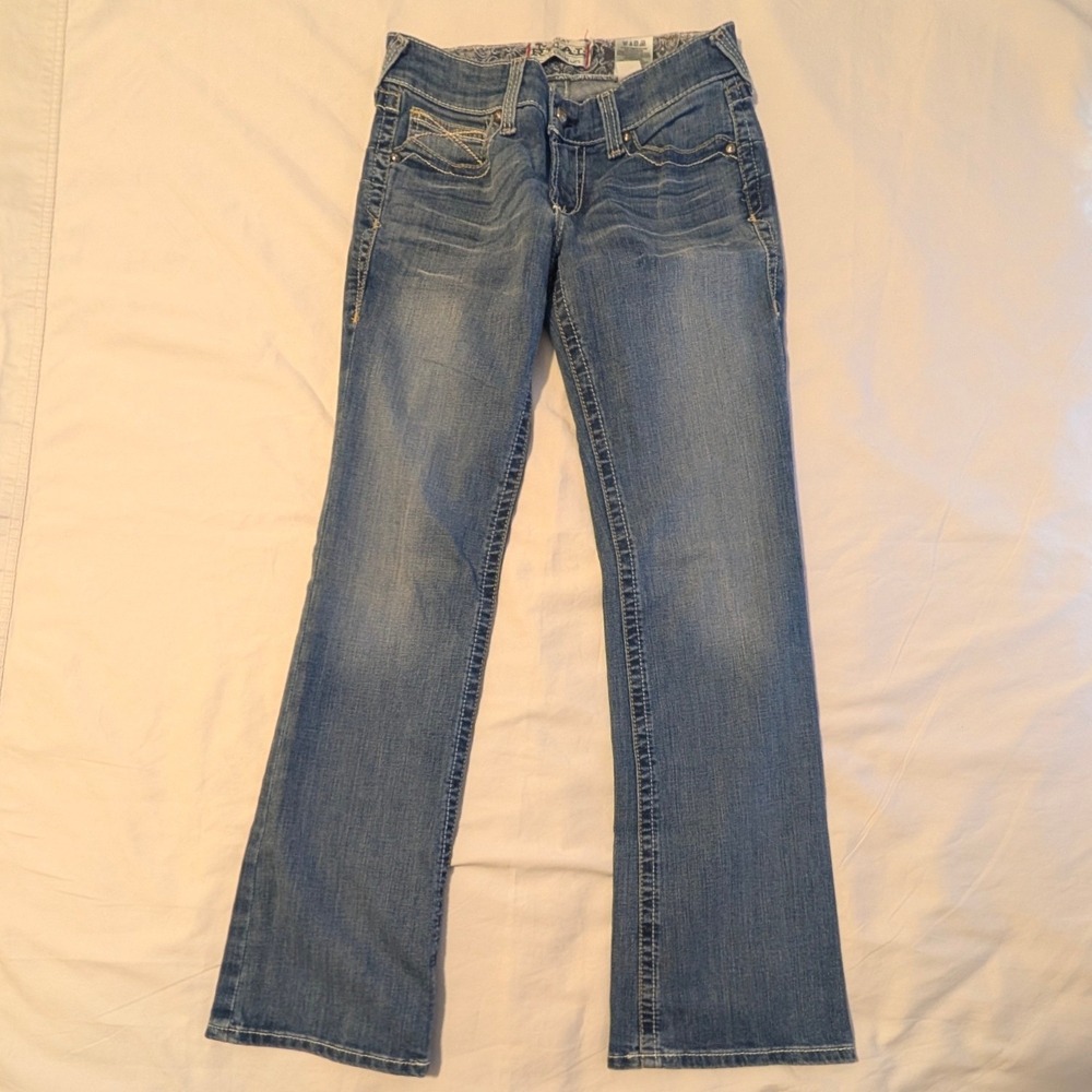 Ariat REAL Denim Womens 28R Bootcut Jeans Medium Wash Embroidered 10016202